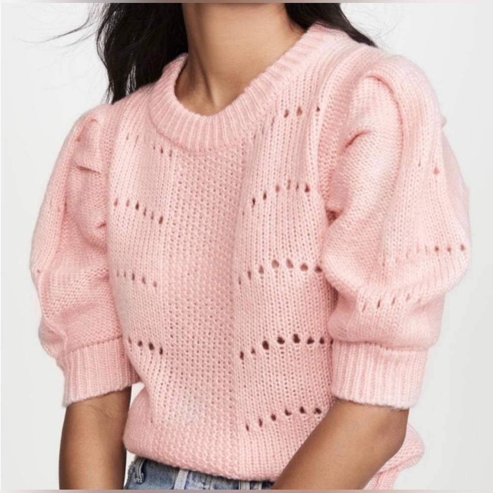 English Factory Puff Sleeve knit top. Size S.